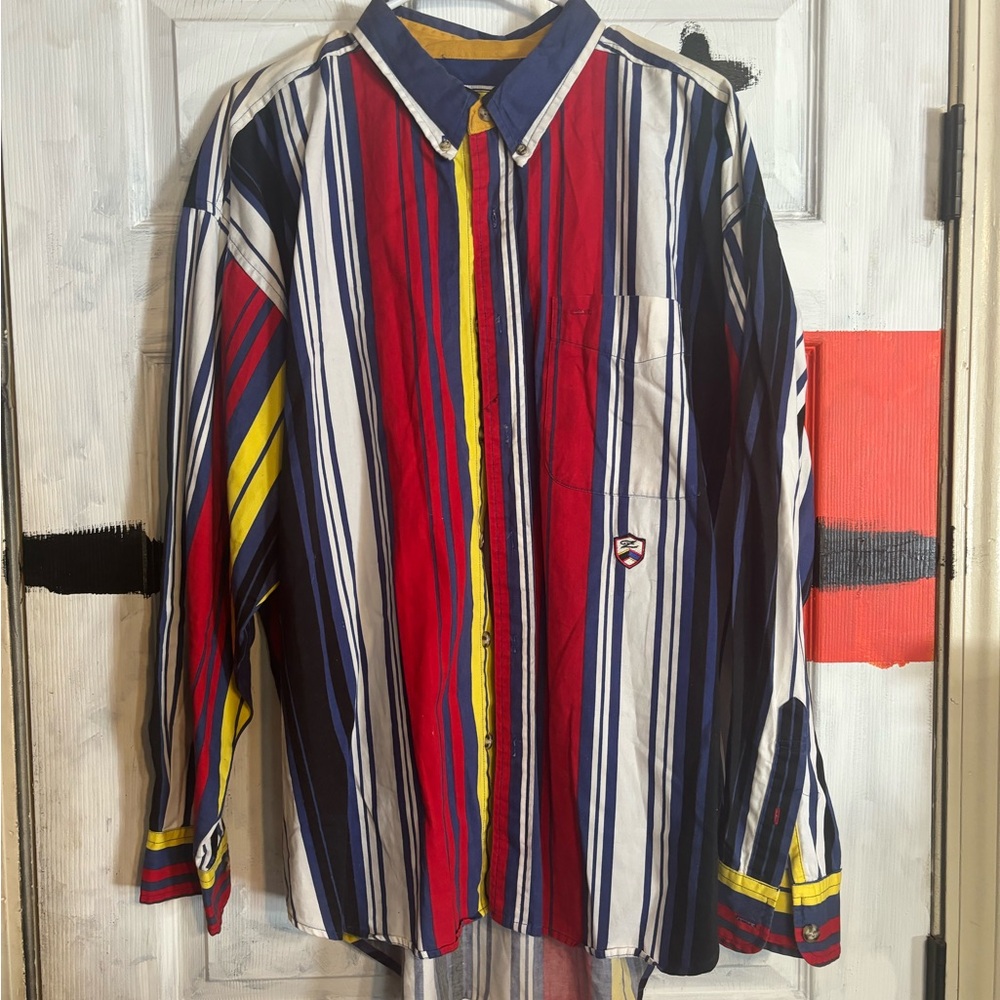 Ziza stripped red blue white  button down shirt